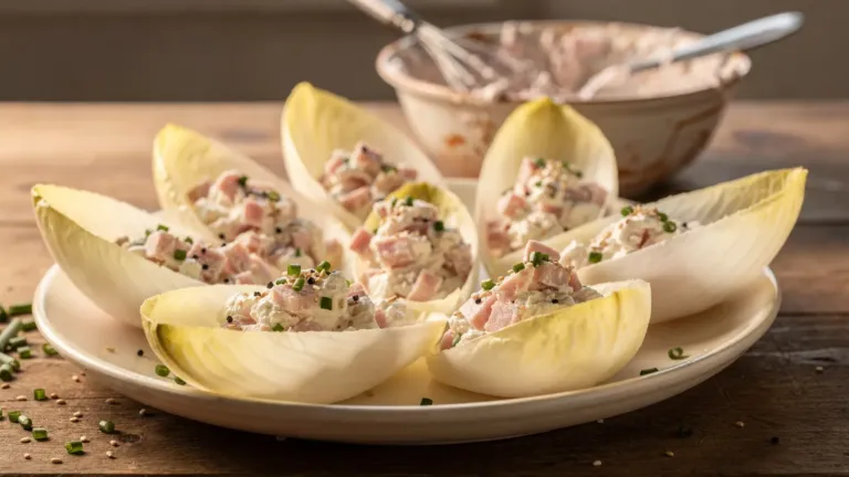 Barquettes d’endive au jambon et au fromage frais : un apéritif sans cuisson