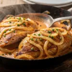 Ces oignons fondus en sauce transforment deux filets de poulet en plat de restaurant