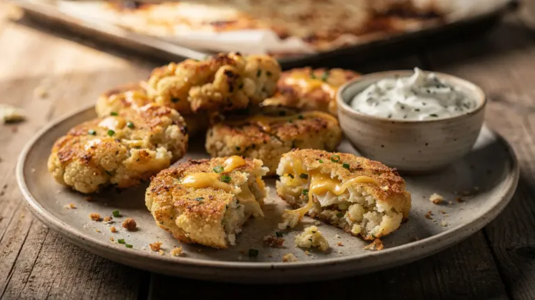Des croquettes de chou-fleur au fromage, cuites au four sans friture pour l’apéritif Des croquettes de chou-fleur au fromage, cuites au four sans friture pour l’apéritif
