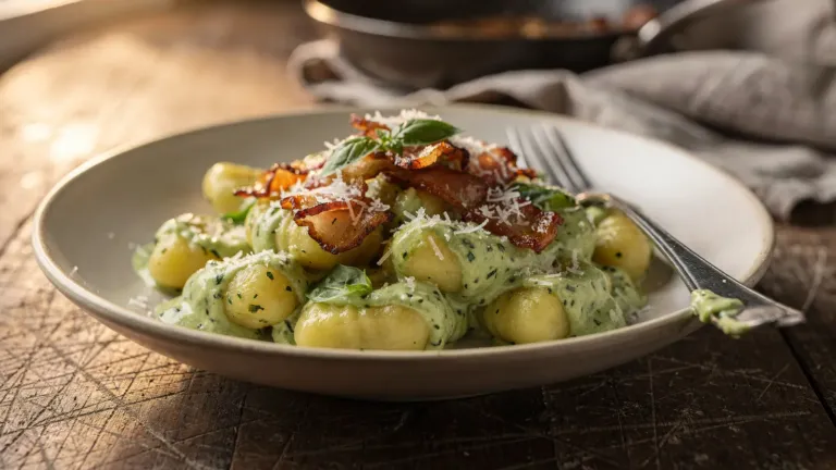 Gnocchis à la crème de courgette et aux lardons : une recette au parmesan et au basilic