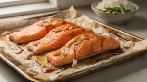 Saumon au four : une laque au miso, mirin et sauce soja pour remplacer la crème