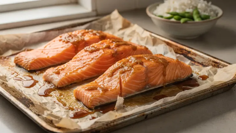 Saumon au four : une laque au miso, mirin et sauce soja pour remplacer la crème Saumon au four : une laque au miso, mirin et sauce soja pour remplacer la crème