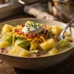 Soupe au chou et aux pommes de terre : une recette garnie de cheddar et de bacon