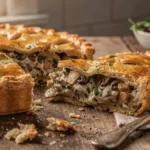 Tourte aux champignons : une recette à la pâte brisée, à la crème et aux herbes
