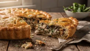Tourte aux champignons : une recette à la pâte brisée, à la crème et aux herbes