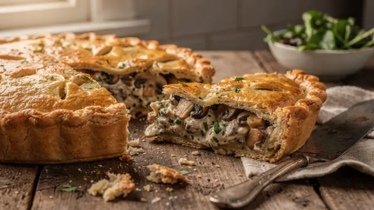 Tourte aux champignons : une recette à la pâte brisée, à la crème et aux herbes